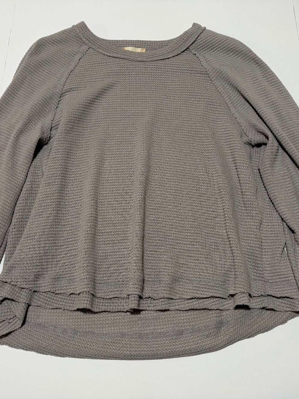 Altar’d State Waffle Knit Thermal Raw Edge Hem Long Sleeve Top Size L Lavender